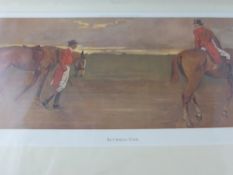 Two signed Lionel Edwards hunting prints " Rails and Returning Home" mounted but not framed.