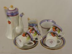 A Japanese Noritake Coffee Set, comprising coffee pot, milk jug, sugar bowl and six cups and