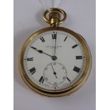A Gentleman's Thomas Russell & Sons, Liverpool Gold Plated Pocket Watch in Gold Plated Adonis