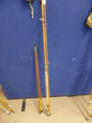 Two vintage split cane fly rods, one being an Alcocks Patrician two piece, the other being an Alec