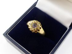 An Antique  Ladies 18 ct Yellow Gold Amethyst and Diamond Ring 4.5 mm amethyst, 10 x rose cuts 1