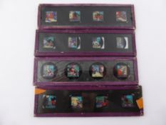 Four Coloured Magic Lantern Slides, depicting the "Three Little Pigs."