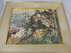 Artist Unknown, Circa 1950 Original Oil on Board, impressionist style depicting a woodland scene,