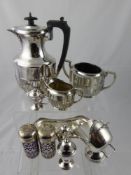 A Quantity of Silver Plate, including Coffee Pot, Sugar Bowl, Milk Jug, small oval tray, salt and