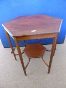 An Antique Edwardian Mahogany Octagonal Table having inlaid banding to the top, the under shelf