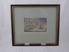 Bevan, Irwin John David, (British) 1852-1940, two miniature watercolours depicting maritime battles,