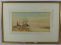 Charles Frederick Allbon (British) 1856-1926, Original watercolour, entitled 'Brig Aground'