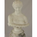 A 19th Century Parion Feminine Bust of Clyte, impressed initials to base H.B.W & M on a marble