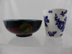 A Worcester blue and white floral shaving mug, crescent mark to base together with a Rubensware  (