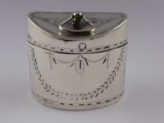 A Rare 18th Century Snuff Box, in the form of a tea caddy with foliate engraving. Two sets of