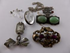 A Collection of Miscellaneous Jewellery including white stone pendant, chain and earrings, white