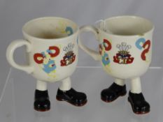 Two Original Carlton Ware Commemorative Walking Wear Pottery Mugs,  commemorating the Marriage of