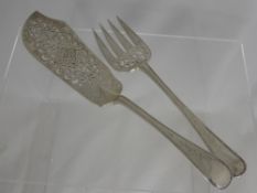 A Pair of Victorian Fish Slice and Fork Set, London hallmark, dated 1865, m.m Henry J Lias & Henry