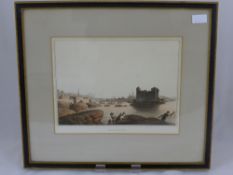 Four Coloured Aquatints, depicting the Lebanonese, Syrian and Israeli ports of "Caesaria ", "Tyre",