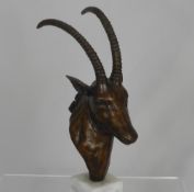 A Bronze Study of a Gemsbok, by D. Greig, signed and dated 2000, presented on a black marble plinth,