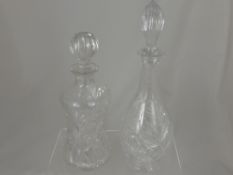 Two Cut Glass Decanters comprising one sherry and one whisky, both being ornately cut (2)
