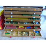 A Miscellaneous Quantity of Vintage Meccano, the six drawer cabinet containing plates, wheels, gears