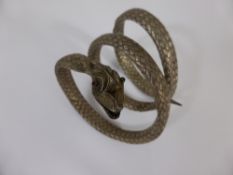 A Vintage Silver Snake Bracelet, the bracelet having garnet eyes.