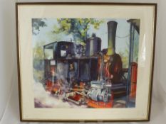 An Edwin Mason watercolour depicting a Henseebahn Steam Cog Wheel Engine, L 134, framed and