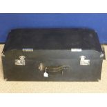 A Black Luggage Case for a 1930's Car, the interior lined with linen, approx 82 x 84 x 28 cms