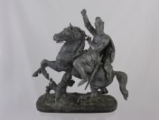 A Cast Metal Figure of King Edward III, depicted on a horse calling to battle, approx 40 cms.