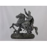 A Cast Metal Figure of King Edward III, depicted on a horse calling to battle, approx 40 cms.