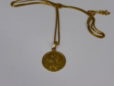 An 18 ct Gold St Christopher Pendant, on a 18 ct gold chain, approx 13.5 gms