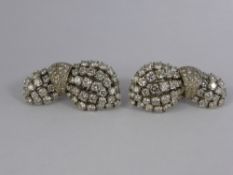 A Pair of 18 ct Hallmarked White Gold Fancy Diamond Cluster Clip Earrings, approx 3.6 cts, approx
