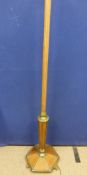 An Art Deco Style Oak and Brass Standard Lamp, approx 164 cms h