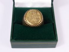 A 9 ct Gold St Christopher Seal Ring, together with a gold puzzle ring, approx 18  gms.
