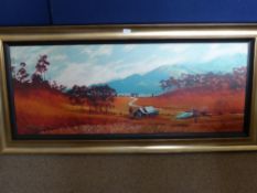 A Large Limited Edition Print of a Rolf Harris Painting of an Australian country scene depicting the