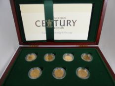 A Royal Mint Gold Sovereign Century Collection. The collection containing seven full gold sovereigns