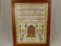 A Late Victorian Wool Sampler depicting letters of the alphabet, Agnes Webster, 11 years, approx. 38