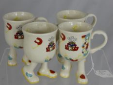 Four Original Carlton Ware Commemorative Walking Wear Pottery Mugs, commemorating the Marriage of
