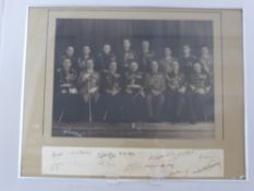 A Formal Military Black and White Photograph of Officers of High Rank in Dress Uniform, with their
