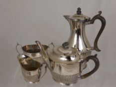 A Silver Plated Tea and Coffee Set by Mappin & Webb & Co., coffee pot (WAF), tea pot, sugar bowl and