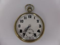 A World War II Army Stainless Steel Pocket Watch, engraved to back 6E/50 A5938, having white