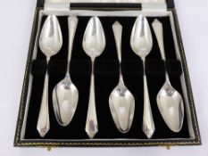 Six Silver Grapefruit Spoons, Birmingham hallmarked, mm Lanson Ltd 1964/65,in the original