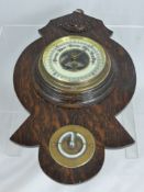 A Vintage Oak Cased Wall Barometer.