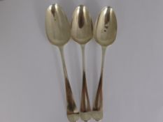 Three Solid Silver Georgian Serving Spoons London hallmarked dated 1789/90, mm rubbed and six