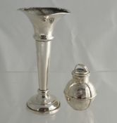 A Guernsey Silver Hallmarked Milk Urn, together with a silver posy vase, Birmingham hallmark, the