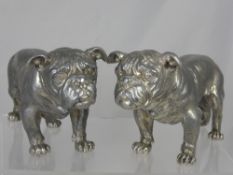 A Pair of White Metal Models of English Bulldogs, approx 24 x 11 cms