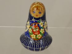 A Russian Hand Painted Child's Bell, approx. height 14 cms.