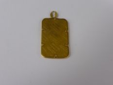 A 999. 5g Fine Gold Ingot in a 21k mount, together with a 999.9 fine gold 1gm ingot, approx 6.9 gms