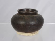 (Antiquity) Brown Glazed Jordanian Pottery Flask, believed to be 1500 / 1000 BC, approx 8 x 12 cms.