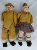 Two war time Belgian rag dolls, " Tommy and Scotty " (2)