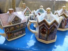 Five ceramic Sadler teapots comprising two being Queen Elizabeth I, one with Henry VIII and other