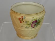 A Royal Worcester Blush Ivory Bowl, with gilded lip above hand enamelled floral sprays, the body