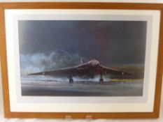 A signed limited edition print  " Vulcan Farewell " signed Michael Rondot, the Vulcan B 2, XH 558