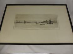 Frank Harding, A Dry Point Marine Etching, entitled "The Harbour, Harwich", signed in pencil, approx